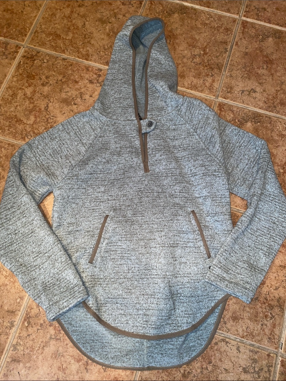 PrAna Women’s Light Blue & Olive Green Hooded Pullover Sweater SzM